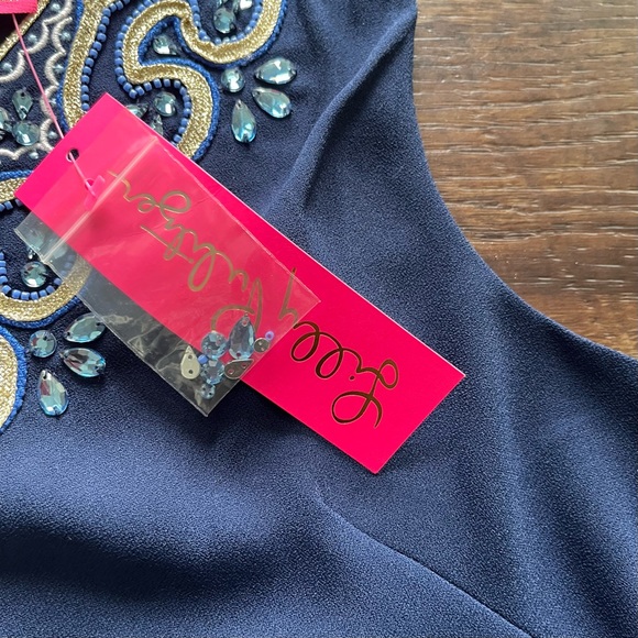 NWT Lilly Pulitzer Penelope shift blue embellished bling embroidered dress 6 - Picture 4 of 11